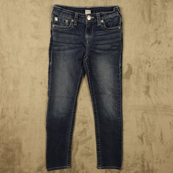 True Religion Jeans Slim Boys’ Size 10 Dark Wash Denim Adjustable Waist - Picture 1 of 14